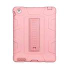 C5 Four Corners Shockproof Silicone + PC Protective Case with Holder For iPad 4 / 3 / 2(Rose Gold) - 1