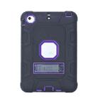C5 Four Corners Shockproof Silicone + PC Protective Case with Holder For iPad mini 3 / 2 / 1(Black + Purple) - 1