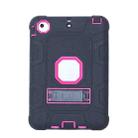 C5 Four Corners Shockproof Silicone + PC Protective Case with Holder For iPad mini 3 / 2 / 1(Black + Rose Red) - 1