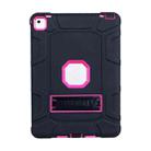 C5 Four Corners Shockproof Silicone + PC Protective Case with Holder For iPad Pro 9.7(Black + Rose Red) - 1