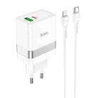 hoco N21 PD 30W Type-C / USB-C + QC 3.0 USB Mini Fast Charger with Type-C / USB-C to 8 Pin Data Cable , EU Plug(White) - 1