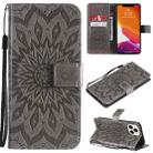 For iPhone 13 Pro Max Pressed Printing Sunflower Pattern Horizontal Flip PU Leather Case Holder & Card Slots & Wallet & Lanyard (Grey) - 1