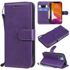 For iPhone 13 mini Pure Color Horizontal Flip Leather Case with Holder & Card Slots & Wallet & Lanyard (Purple) - 1