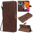 For iPhone 13 Pure Color Horizontal Flip Leather Case with Holder & Card Slots & Wallet & Lanyard(Brown) - 1