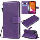 For iPhone 13 Pure Color Horizontal Flip Leather Case with Holder & Card Slots & Wallet & Lanyard(Purple) - 1