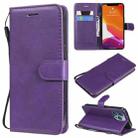 For iPhone 13 Pro Pure Color Horizontal Flip Leather Case with Holder & Card Slots & Wallet & Lanyard (Purple) - 1