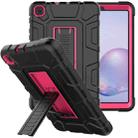 For Samsung Galaxy Tab A 8.4 T307 C5 Four Corners Shockproof Silicone + PC Protective Case with Holder(Black + Rose Red) - 1