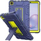 For Samsung Galaxy Tab A 8.4 T307 C5 Four Corners Shockproof Silicone + PC Protective Case with Holder(Navy Blue + Lemon Yellow) - 1