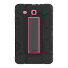 For Samsung Galaxy Tab E 9.6 T560 C5 Four Corners Shockproof Silicone + PC Protective Case with Holder(Black + Rose Red) - 1