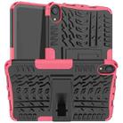 For iPad mini 6 Tire Texture TPU + PC Shockproof Tablet Case with Holder(Pink) - 1