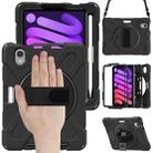 For iPad mini 6 Silicone + PC Protective Tablet Case with Holder & Shoulder Strap(Black) - 1