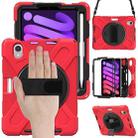 For iPad mini 6 Silicone + PC Protective Tablet Case with Holder & Shoulder Strap(Red) - 1