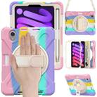 For iPad mini 6 Silicone + PC Protective Tablet Case with Holder & Shoulder Strap(Colorful Pink) - 1