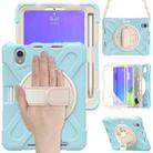 For iPad mini 6 Silicone + PC Protective Tablet Case with Holder & Shoulder Strap(Ice Crystal Blue) - 1