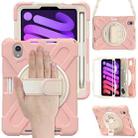 For iPad mini 6 Silicone + PC Protective Tablet Case with Holder & Shoulder Strap (Rose Gold) - 1