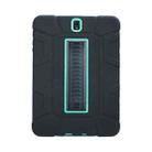 For Samsung Galaxy Tab S3 9.7 T820 C5 Four Corners Shockproof Silicone + PC Protective Case with Holder(Black + Light Green) - 1