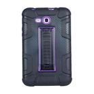For Samsung Galaxy Tab E 7.0 T110 C5 Four Corners Shockproof Silicone + PC Protective Case with Holder(Black + Purple) - 1