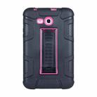 For Samsung Galaxy Tab E 7.0 T110 C5 Four Corners Shockproof Silicone + PC Protective Case with Holder(Black + Rose Red) - 1