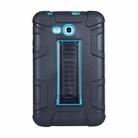 For Samsung Galaxy Tab E 7.0 T110 C5 Four Corners Shockproof Silicone + PC Protective Case with Holder(Black + Blue) - 1