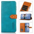 For Infinix Hot 10s KHAZNEH Dual-color Cowhide Texture Horizontal Flip Leather Case with Holder & Card Slots & Wallet & Photo Frame(Blue) - 1