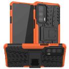 For Motorola Edge 20 Pro Tire Texture Shockproof TPU+PC Protective Case with Holder(Orange) - 1