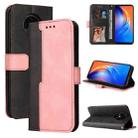 For Tecno Spark 6 Business Stitching-Color Horizontal Flip PU Leather Case with Holder & Card Slots & Photo Frame(Pink) - 1