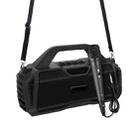 New Rixing NR-6011M Bluetooth 5.0 Portable Outdoor Karaoke Wireless Bluetooth Speaker with Microphone & Shoulder Strap(Black) - 1