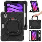 For iPad mini 6 Silicone + PC Protective Tablet Case with Holder & Shoulder Strap(Black+Black) - 1
