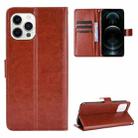 For iPhone 13 Pro Crazy Horse Texture Horizontal Flip Leather Case with Holder & Card Slots & Lanyard (Brown) - 1