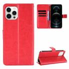For iPhone 13 Pro Max Crazy Horse Texture Horizontal Flip Leather Case with Holder & Card Slots & Lanyard (Red) - 1