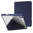 Deformation Transparent Acrylic Horizontal Flip PU Leather Case with Multi-folding Holder & Sleep / Wake-up Function & Pen Slot For iPad Air 2022 / 2020 10.9(Dark Blue) - 1