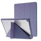For iPad 10.2 2021 / 2020 / 2019 Deformation Transparent Acrylic Horizontal Flip PU Leather Case with Multi-folding Holder & Sleep / Wake-up Function & Pen Slot(Lavender Grey) - 1