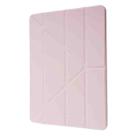 For iPad 10.2 2021 / 2020 / 2019 Deformation Transparent Acrylic Horizontal Flip PU Leather Case with Multi-folding Holder & Sleep / Wake-up Function & Pen Slot(Rose Gold) - 2