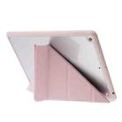 For iPad 10.2 2021 / 2020 / 2019 Deformation Transparent Acrylic Horizontal Flip PU Leather Case with Multi-folding Holder & Sleep / Wake-up Function & Pen Slot(Rose Gold) - 5