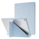 For iPad 10.2 2021 / 2020 / 2019 Deformation Transparent Acrylic Horizontal Flip PU Leather Case with Multi-folding Holder & Sleep / Wake-up Function & Pen Slot(Baby Blue) - 1