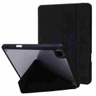 For iPad Pro 11 2022 / 2021 / 2020 / 2018 Deformation Transparent Acrylic Horizontal Flip PU Leather Tablet Case with Multi-folding Holder & Sleep / Wake-up Function & Pen Slot(Black) - 1