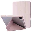 For iPad Pro 11 2022 / 2021 / 2020 / 2018 Deformation Transparent Acrylic Horizontal Flip PU Leather Tablet Case with Multi-folding Holder & Sleep / Wake-up Function & Pen Slot(Rose Gold) - 1