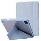 For iPad Pro 11 2022 / 2021 / 2020 / 2018 Deformation Transparent Acrylic Horizontal Flip PU Leather Tablet Case with Multi-folding Holder & Sleep / Wake-up Function & Pen Slot(Baby Blue) - 1