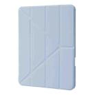 For iPad Pro 11 2022 / 2021 / 2020 / 2018 Deformation Transparent Acrylic Horizontal Flip PU Leather Tablet Case with Multi-folding Holder & Sleep / Wake-up Function & Pen Slot(Baby Blue) - 2