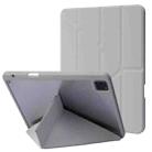 For iPad Pro 11 2022 / 2021 / 2020 / 2018 Deformation Transparent Acrylic Horizontal Flip PU Leather Tablet Case with Multi-folding Holder & Sleep / Wake-up Function & Pen Slot(Grey) - 1