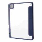 For iPad Pro 11 2022 / 2021 / 2020 / 2018 Deformation Transparent Acrylic Horizontal Flip PU Leather Tablet Case with Multi-folding Holder & Sleep / Wake-up Function & Pen Slot(Dark Blue) - 3