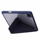 For iPad Pro 11 2022 / 2021 / 2020 / 2018 Deformation Transparent Acrylic Horizontal Flip PU Leather Tablet Case with Multi-folding Holder & Sleep / Wake-up Function & Pen Slot(Dark Blue) - 4