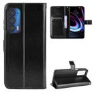 For Motorola Edge 2021 Crazy Horse Texture Horizontal Flip Leather Case with Holder & Card Slots & Lanyard(Black) - 1