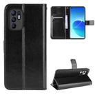 For OPPO Reno6 4G Crazy Horse Texture Horizontal Flip Leather Case with Holder & Card Slots & Lanyard(Black) - 1