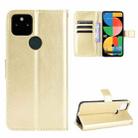 For Google Pixel 5a 5G Crazy Horse Texture Horizontal Flip Leather Case with Holder & Card Slots & Lanyard(Gold) - 1