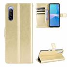 For Sony Xperia 10 III Crazy Horse Texture Horizontal Flip Leather Case with Holder & Card Slots & Lanyard(Gold) - 1