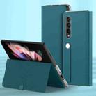 For Samsung Galaxy Z Fold3 5G Plain Leather Horizontal Flip Leather Case with Holder(Cyan Blue) - 1