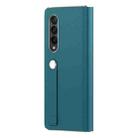 For Samsung Galaxy Z Fold3 5G Plain Leather Horizontal Flip Leather Case with Holder(Cyan Blue) - 3