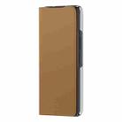 For Samsung Galaxy Z Fold3 5G Plain Leather Horizontal Flip Leather Case with Holder(Brown) - 2