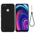 For OPPO Realme C21Y Foreign Version Solid Color Liquid Silicone Dropproof Full Coverage Protective Case(Black) - 1